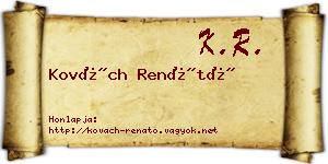 Kovách Renátó névjegykártya