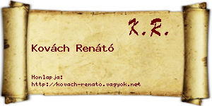 Kovách Renátó névjegykártya